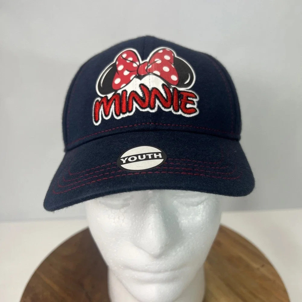 Disney Minnie Mouse Red Polka‎ Dot Now Embroidered Youth Adjustable Hat. NWT
